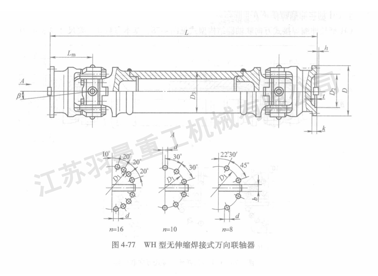 WH型無伸縮焊接式萬向聯軸器